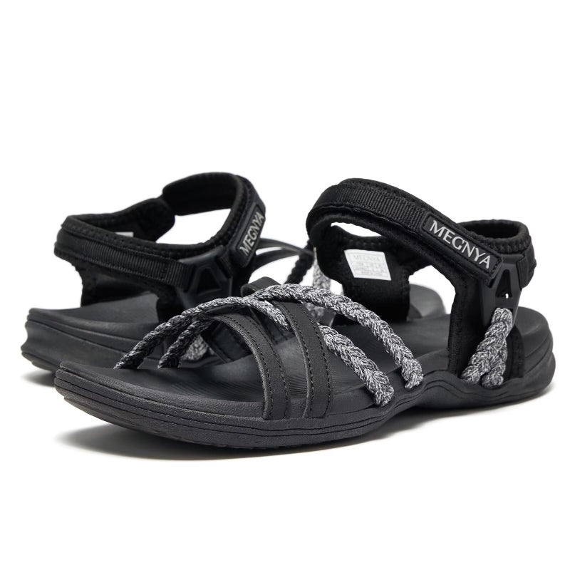 MEGNYA Comfortable Hiking Sandals, Lightweight Rubber Outsole Walking Slides for Camping, Summer Sports Sandals with Adjustable Hook Loop Straps Size 8 - Image 1